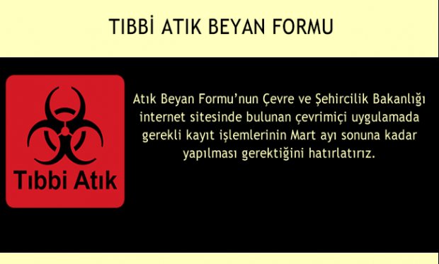 2022 YILI TIBBİ ATIK BEYANI 31 MART 2023 SON GÜN