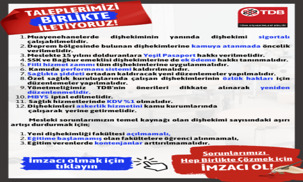 Sorunlarımızı Hep Birlikte Çözmek için İMZACI OL!